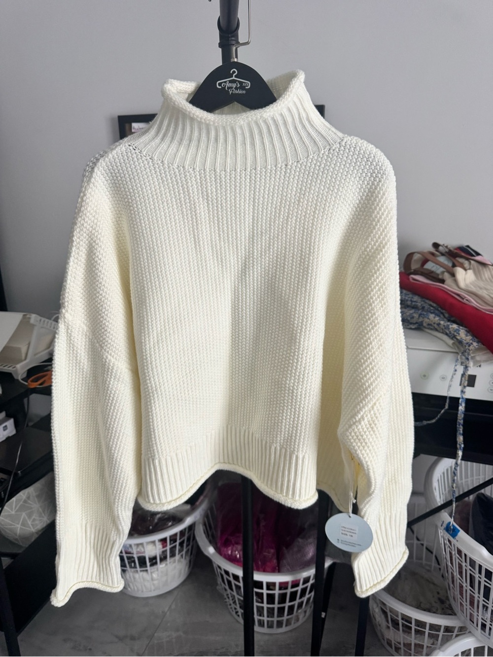 Cream Ribbed Turtleneck Sweater - Classic Knit Pullover